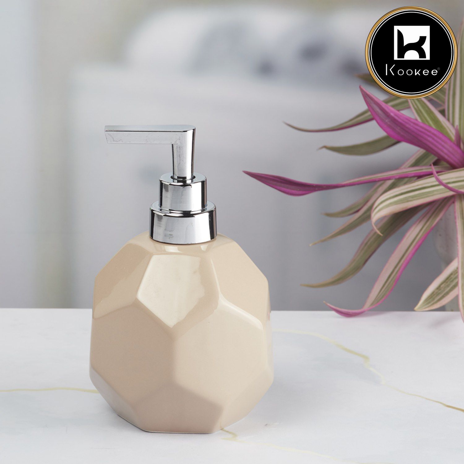 Ceramic Soap Dispenser for handwash for Bathroom, Grey (Set of 1) (8025)
