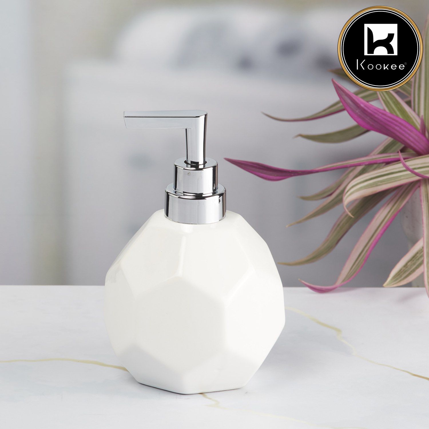 Ceramic Soap Dispenser for handwash for Bathroom, White (Set of 1) (8027)