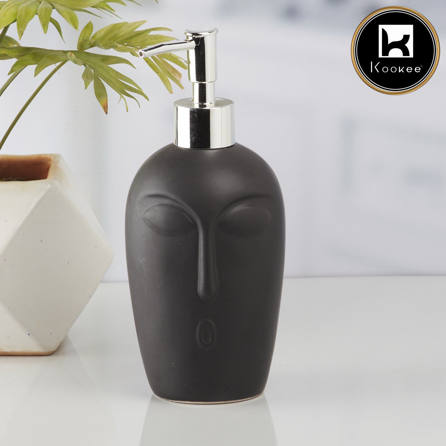 Ceramic Soap Dispenser for handwash for Bathroom, Black, (Set of 1) (8031)