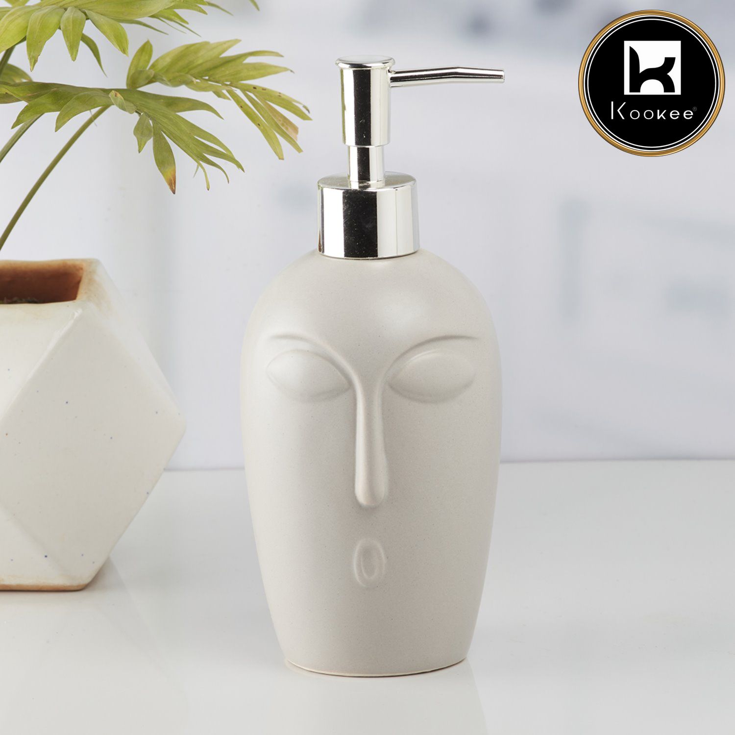 Ceramic Soap Dispenser for handwash for Bathroom, Grey (Set of 1) (8032)
