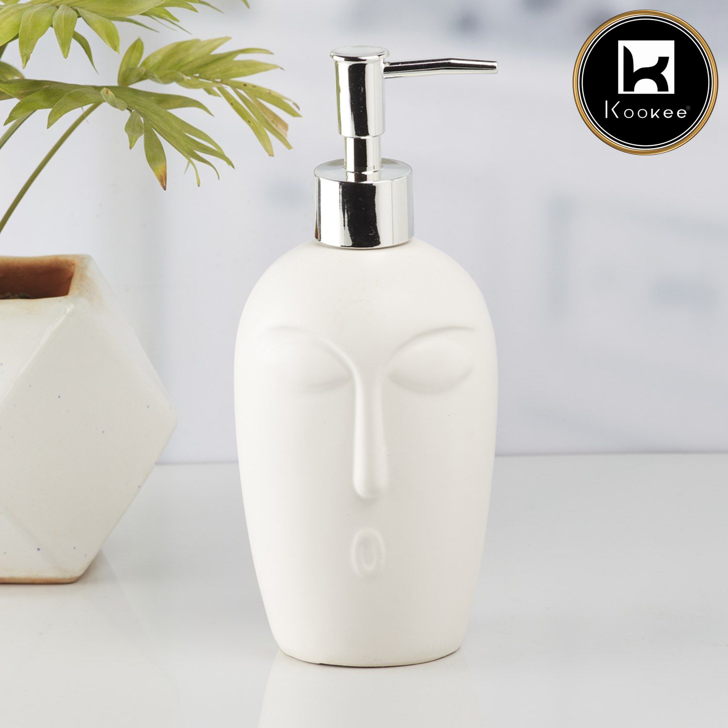 Ceramic Soap Dispenser for handwash for Bathroom, White, (Set of 1) (8033)