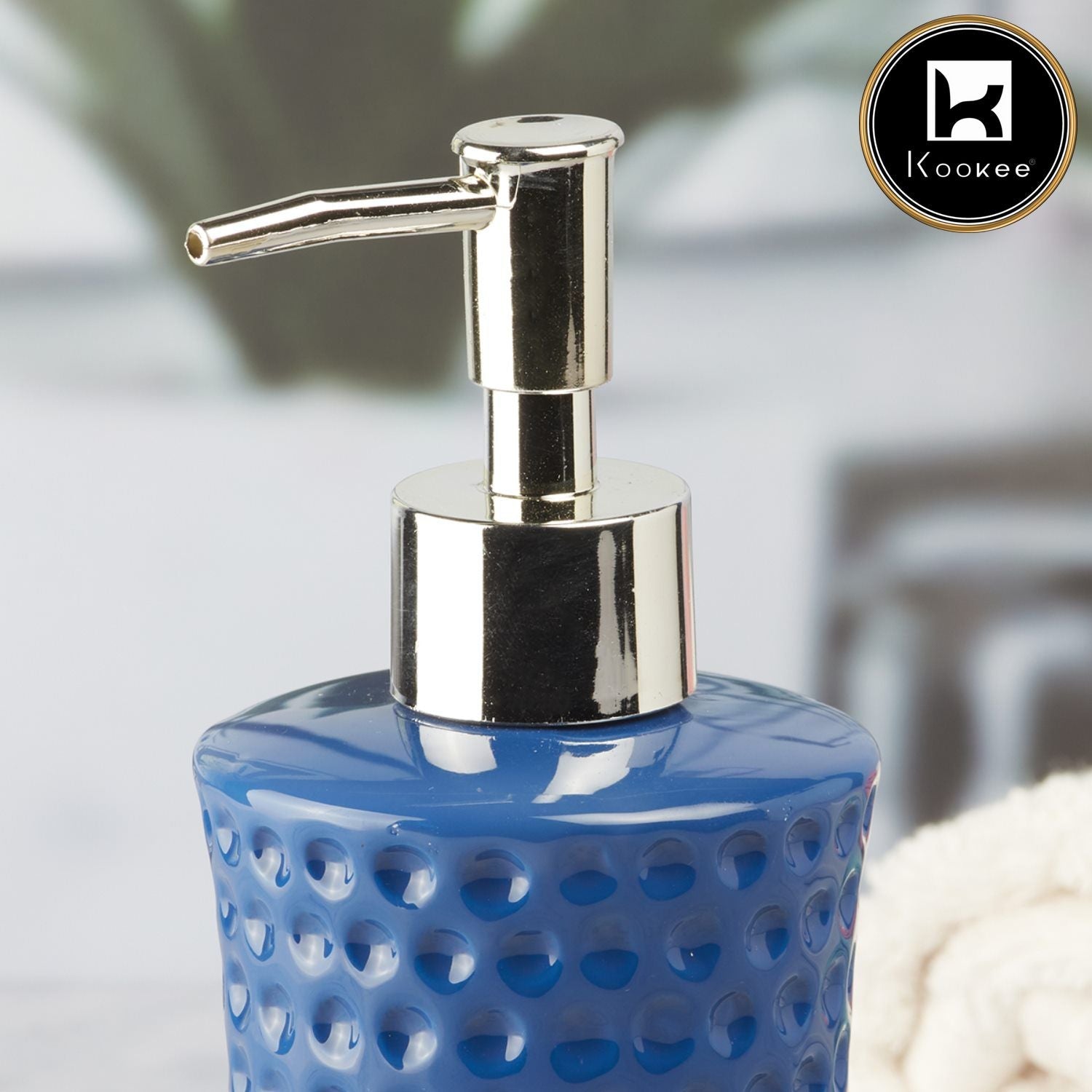 Ceramic Soap Dispenser for handwash for Bathroom, Blue, (Set of 1) (8038)