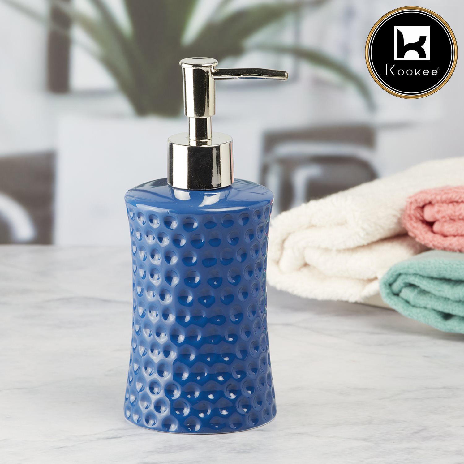 Ceramic Soap Dispenser for handwash for Bathroom, Blue (V-CSD-039)