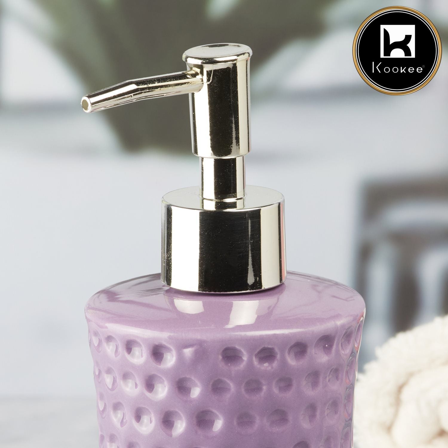 Ceramic Soap Dispenser for handwash for Bathroom, Purple, (Set of 1) (8041)