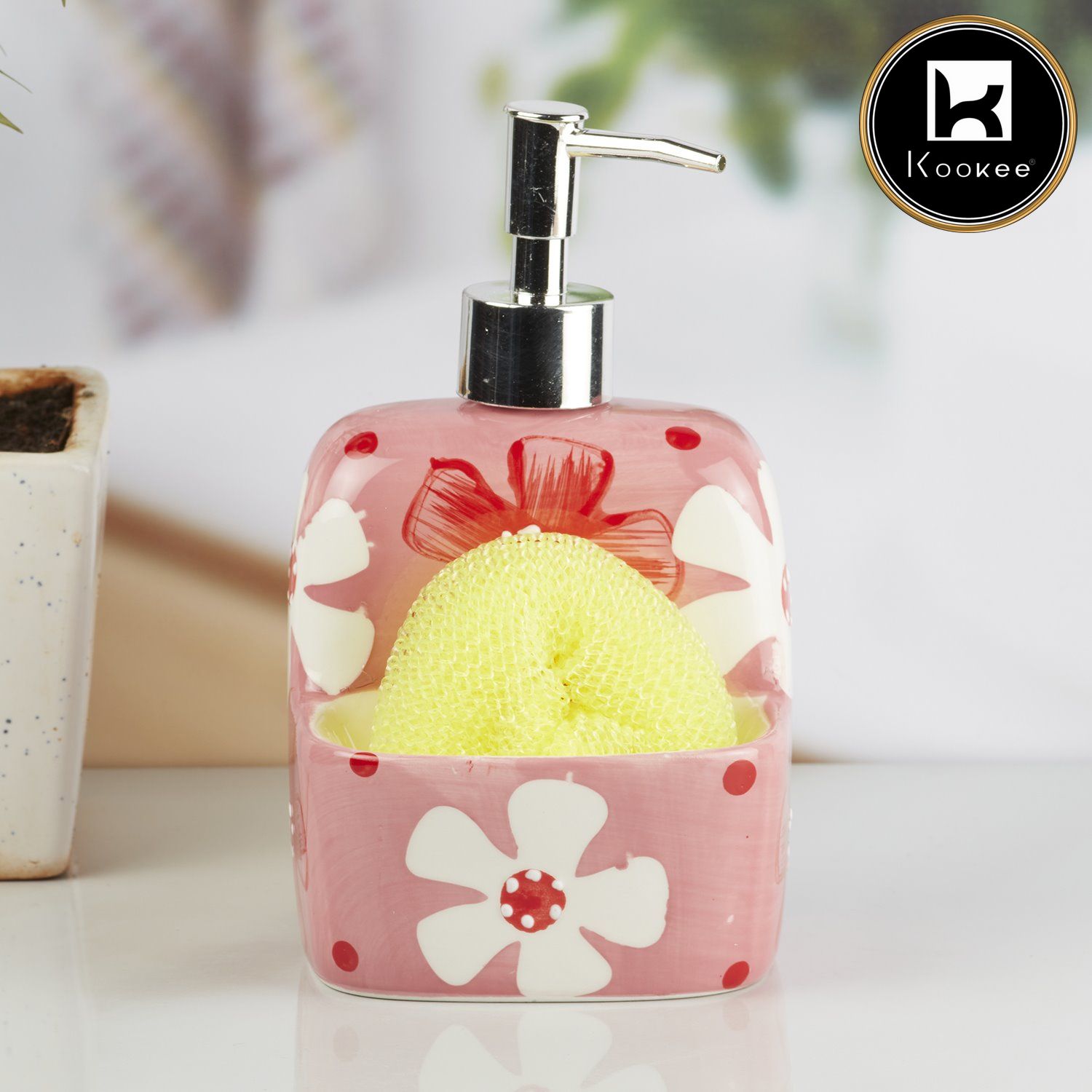 Ceramic Soap Dispenser for handwash for Bathroom, Blue, (Set of 1) (8044)