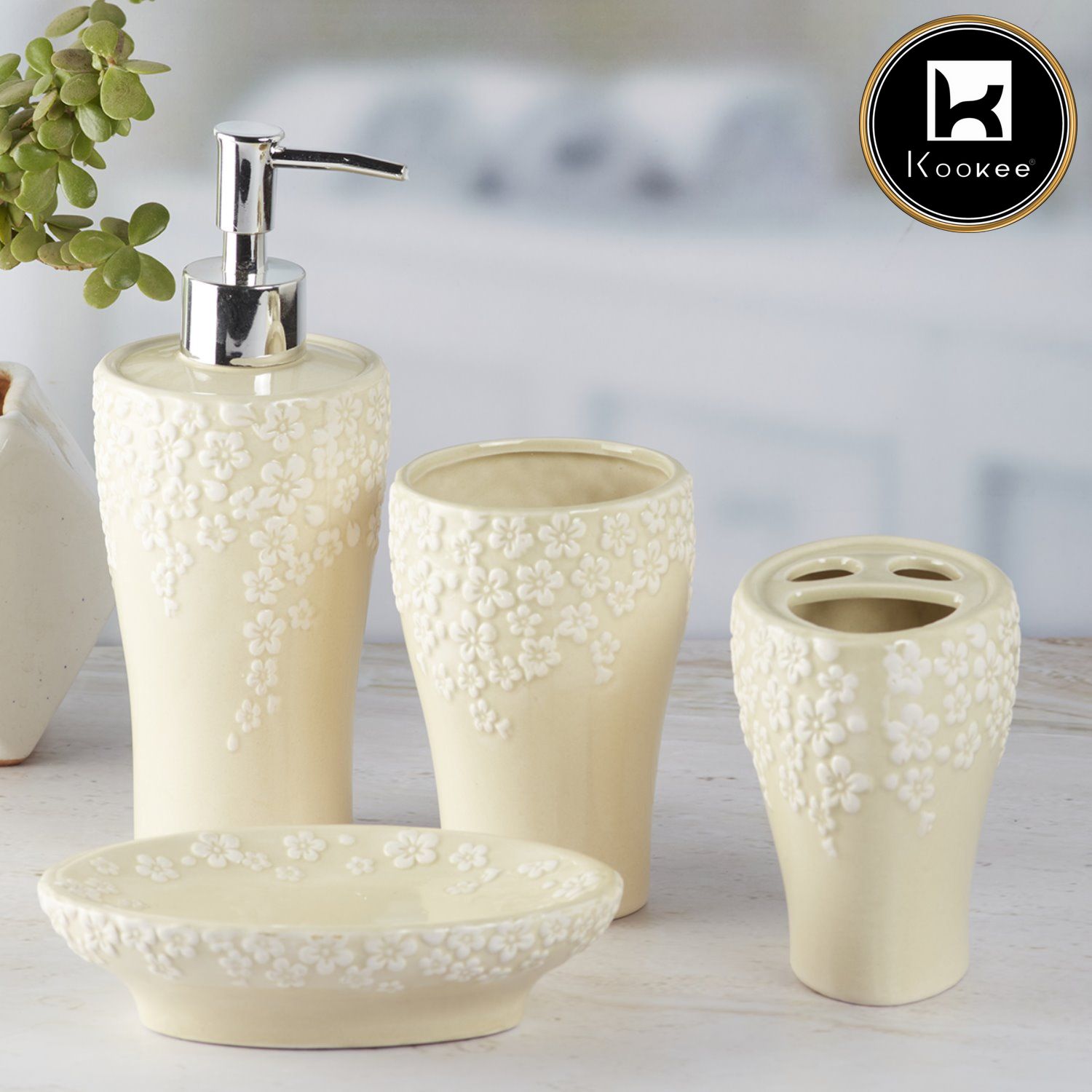 Kookee Ceramic Bathroom Sets, Off White, ART08075