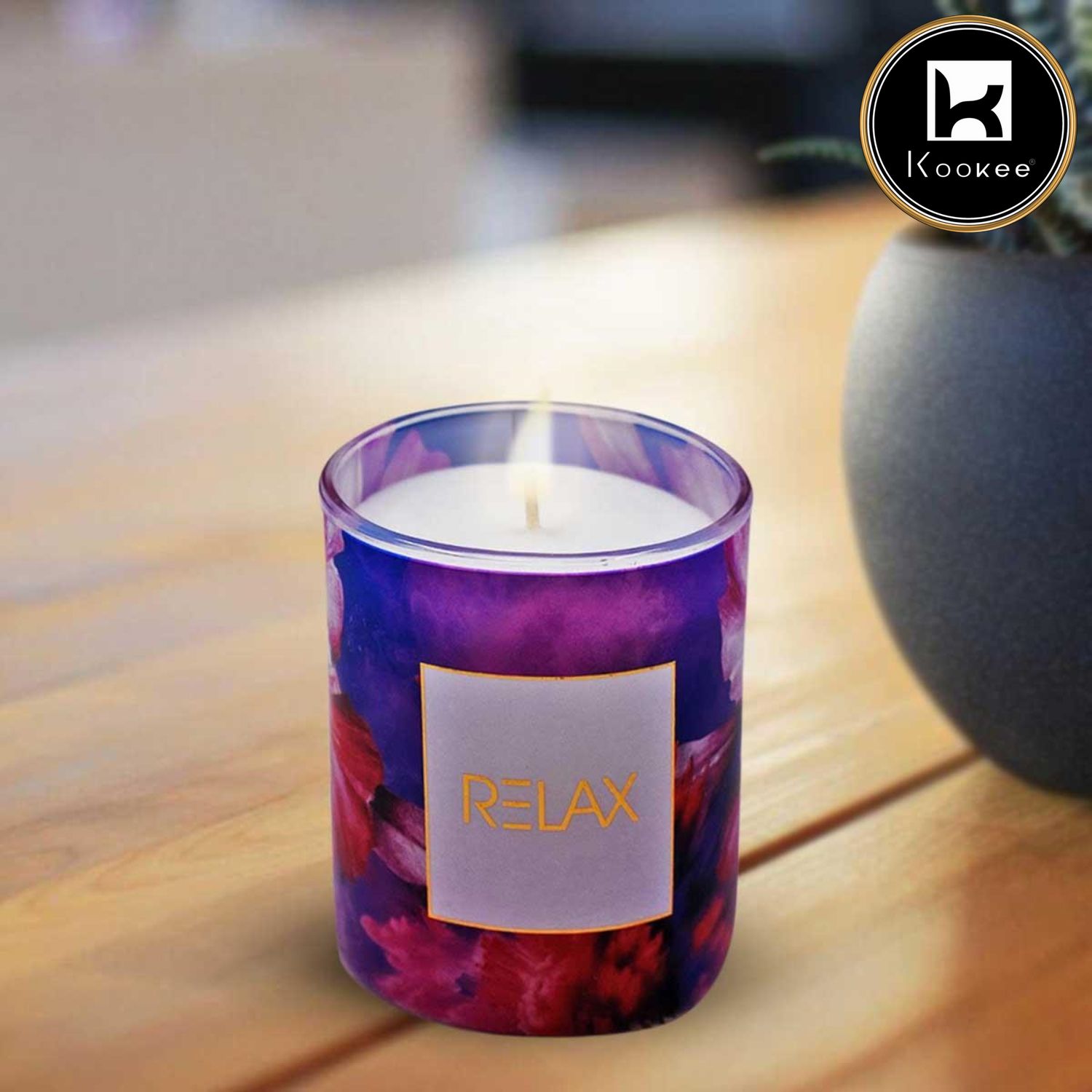 Kookee Soy Wax Scented Candle in Glass Jar (15H Burn Time) (AXW2050-B)