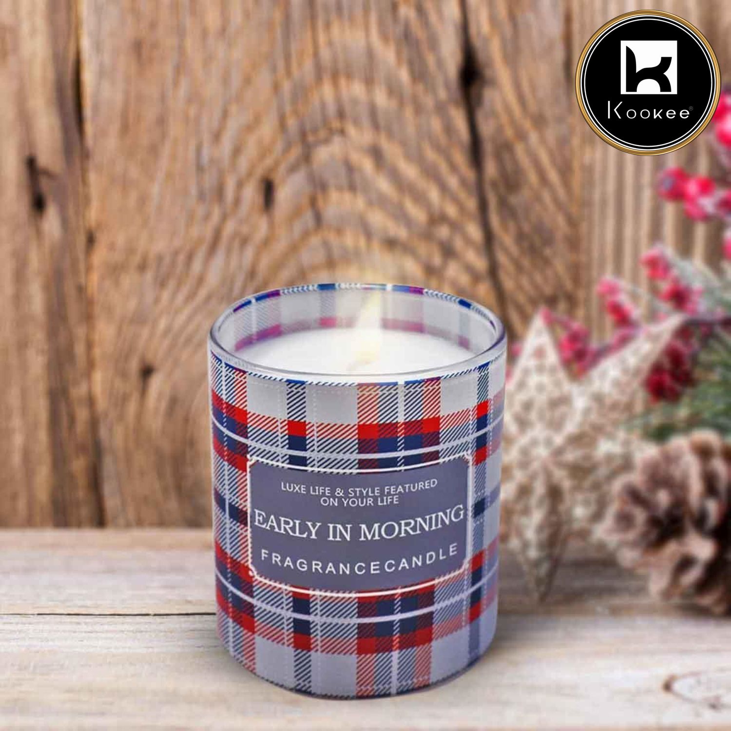 Kookee Soy Wax Candle in Glass Jar (40H Burn Time) (AXW3007-A)