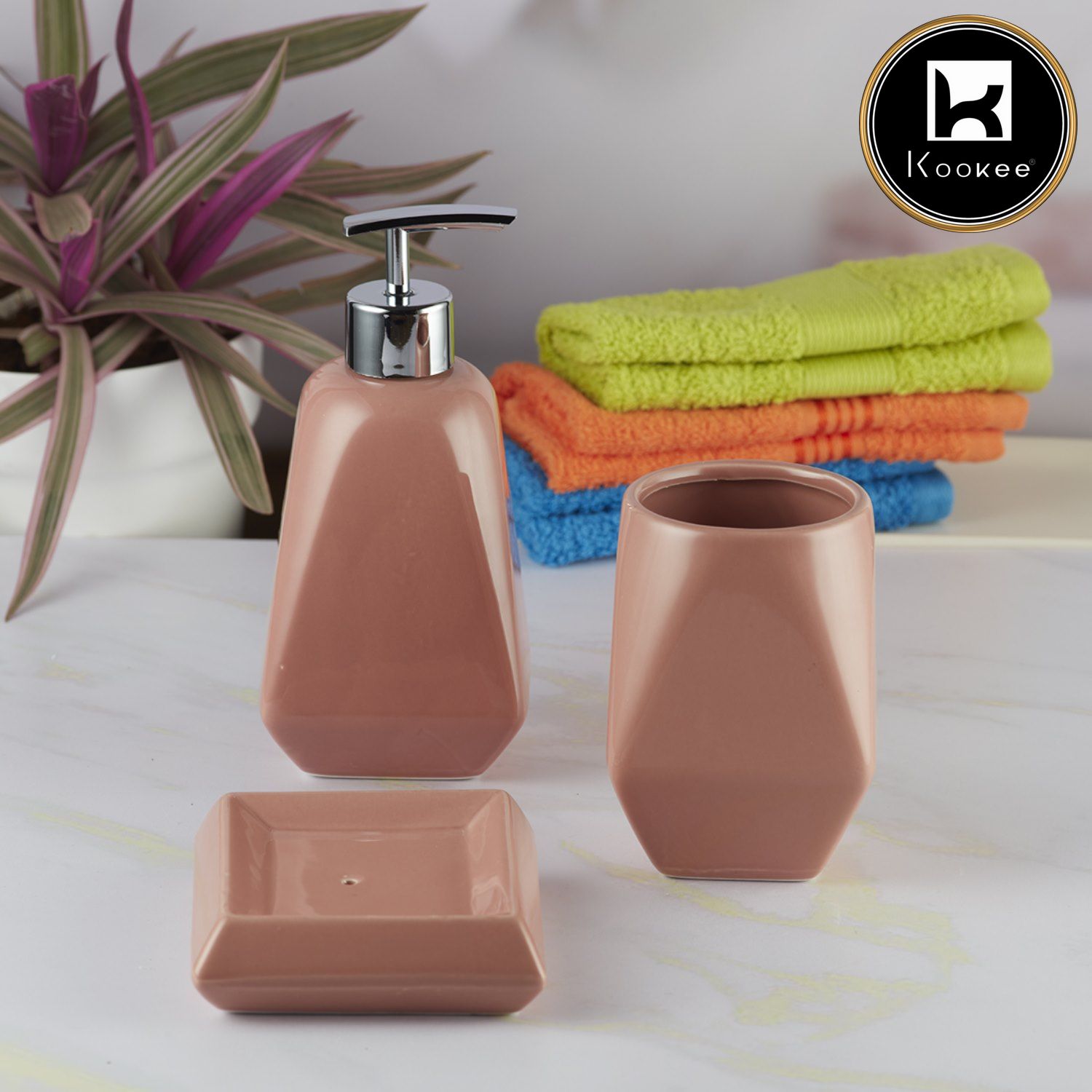 Kookee Ceramic Bathroom Sets, Orange, ART08125
