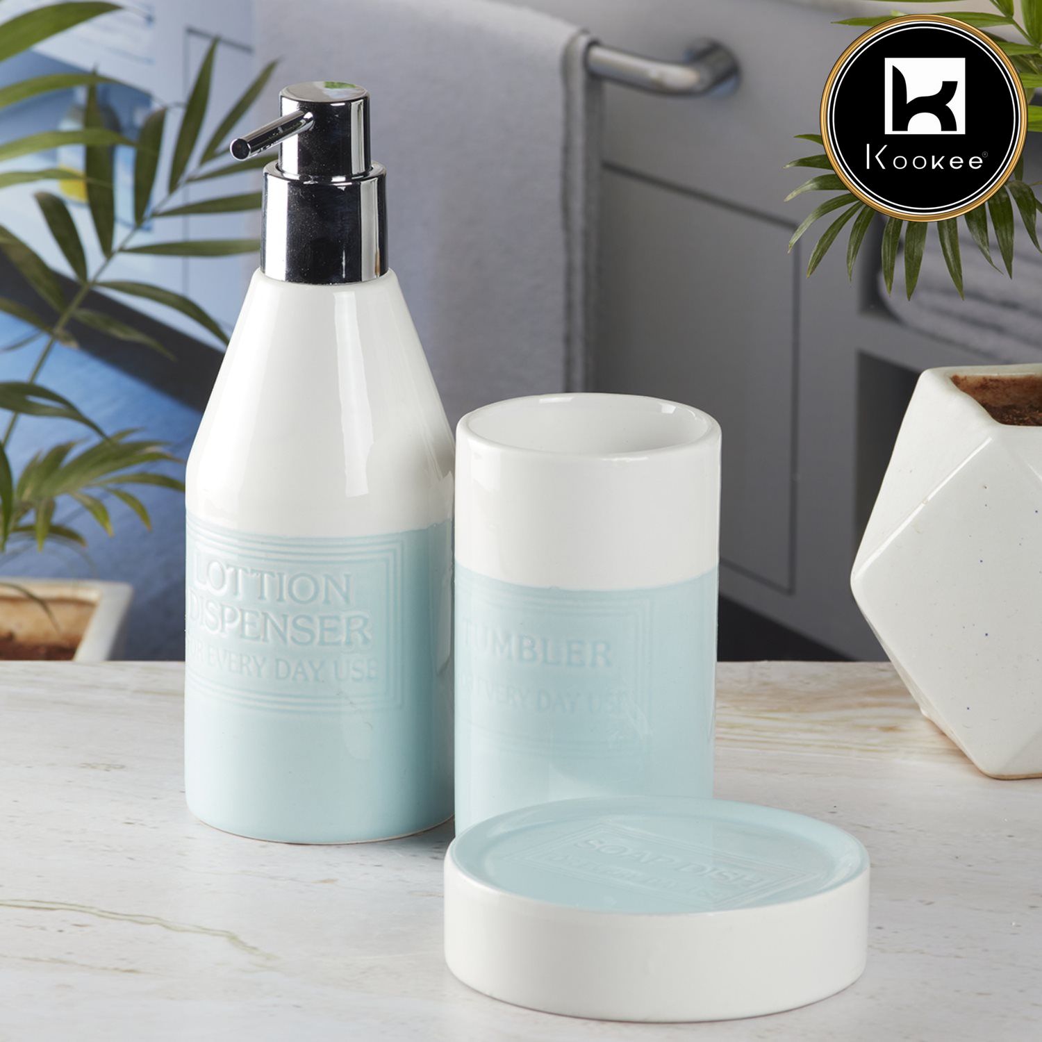 Kookee Ceramic Bathroom Sets, Blue, ART08129