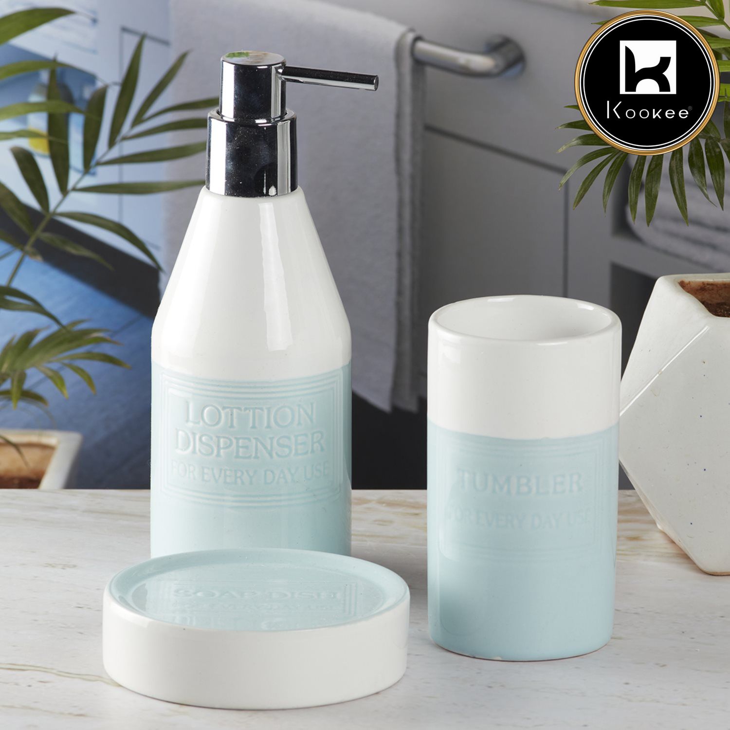 Kookee Ceramic Bathroom Sets, Blue, ART08129