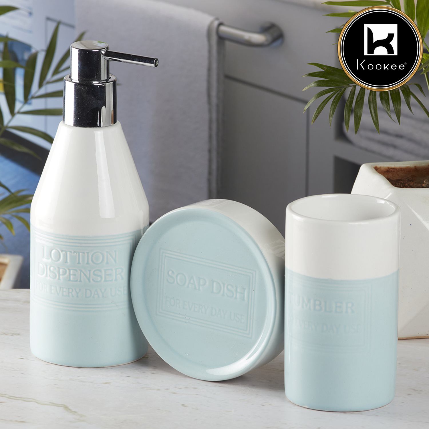 Kookee Ceramic Bathroom Sets, Blue, ART08129