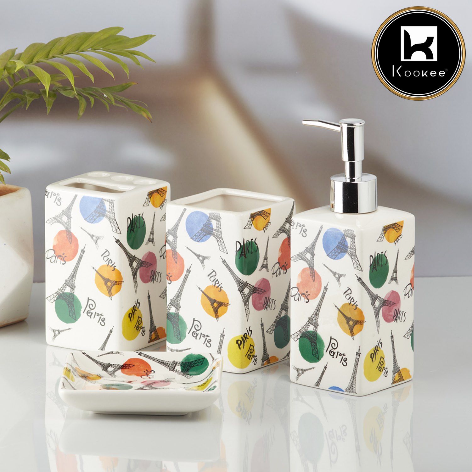 Kookee Ceramic Bathroom Sets, Multi, ART08138