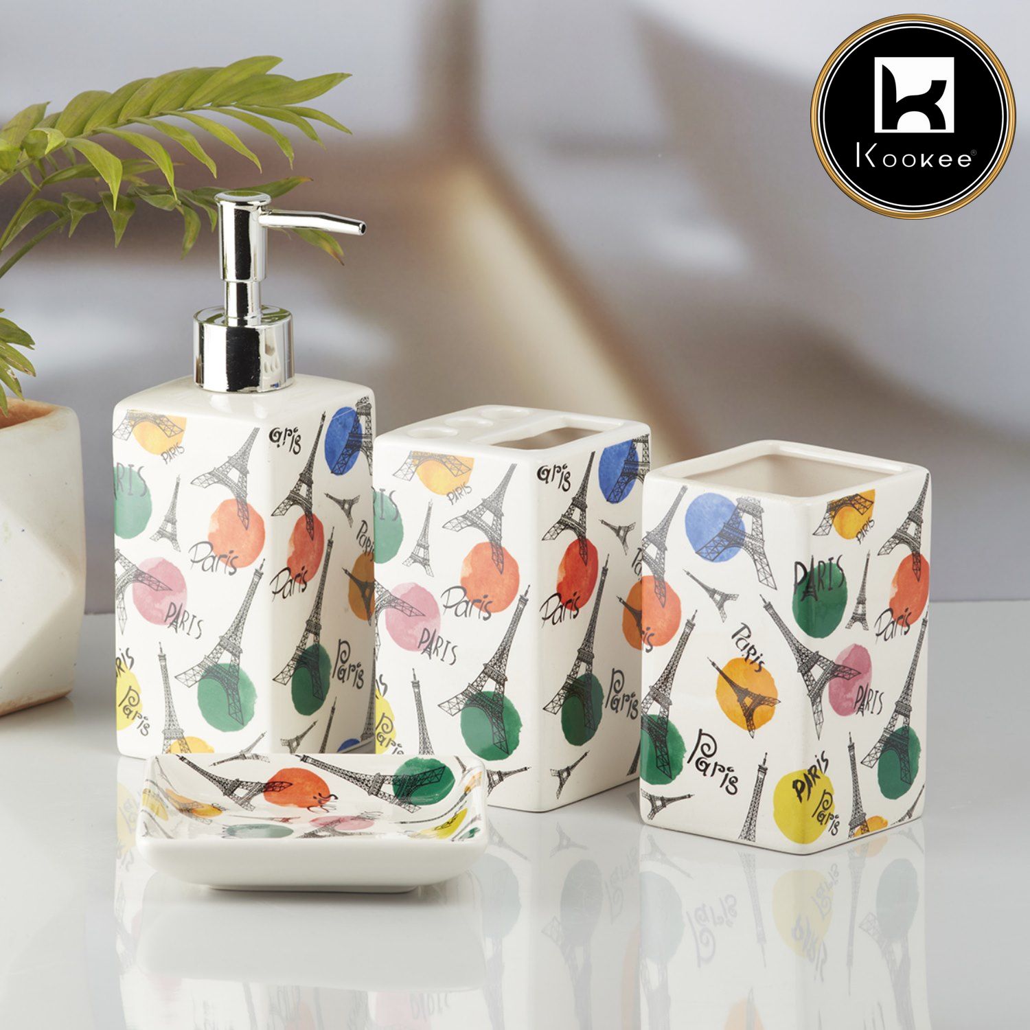 Kookee Ceramic Bathroom Sets, Multi, ART08138
