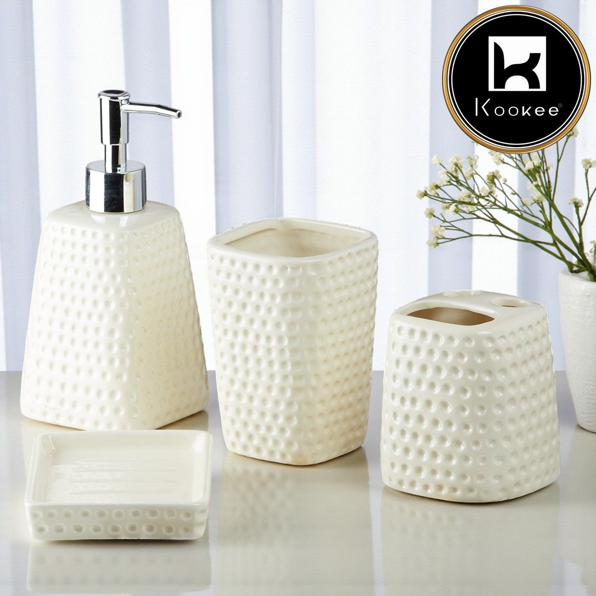 Kookee Ceramic Bathroom Sets, Off White, ART08154