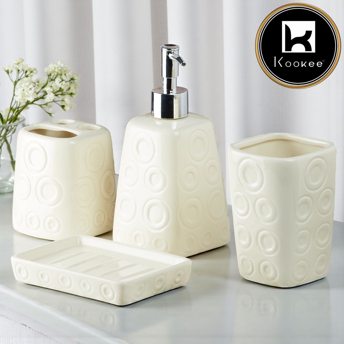 Kookee Ceramic Bathroom Sets, Off White, ART08160