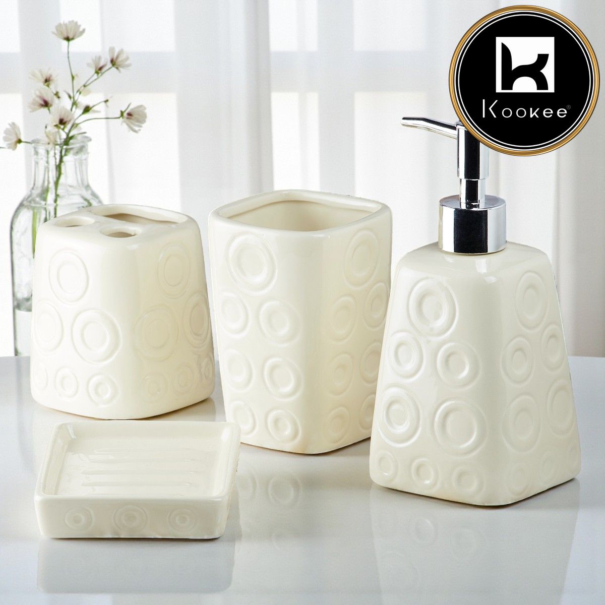 Kookee Ceramic Bathroom Sets, Off White, ART08160