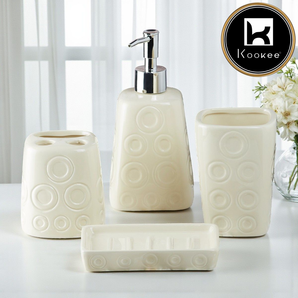 Kookee Ceramic Bathroom Sets, Off White, ART08160