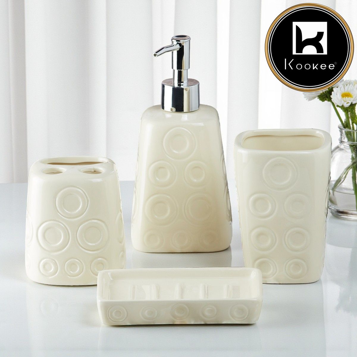 Kookee Ceramic Bathroom Sets, Off White, ART08160
