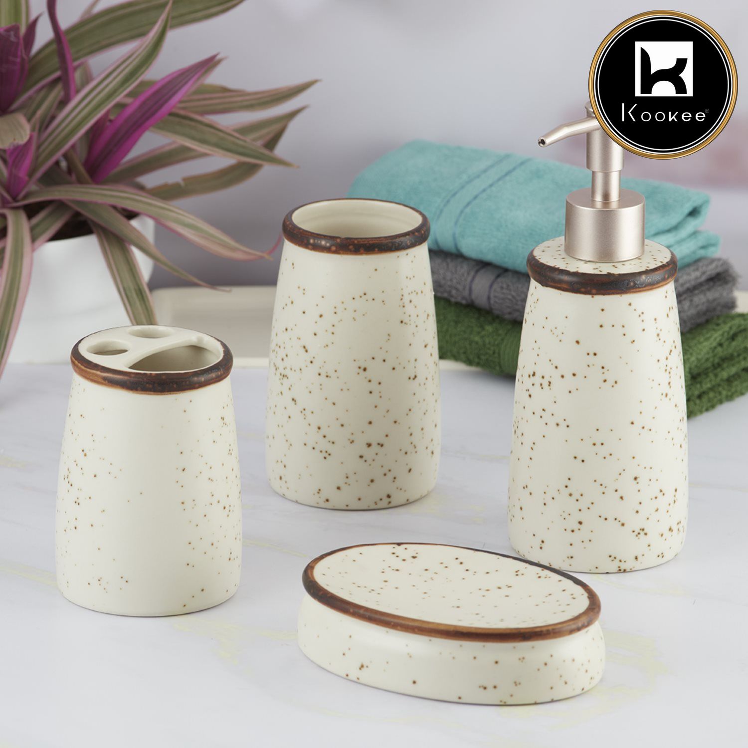 Kookee Ceramic Bathroom Sets, Beige, ART08163
