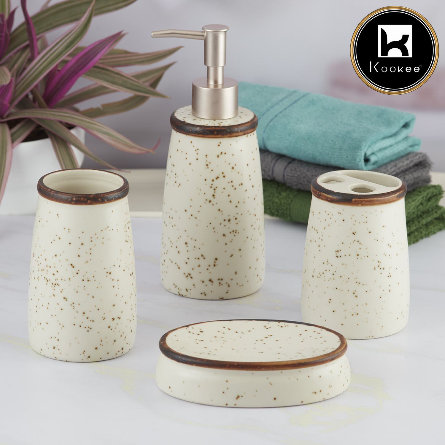 Kookee Ceramic Bathroom Sets, Beige, ART08163