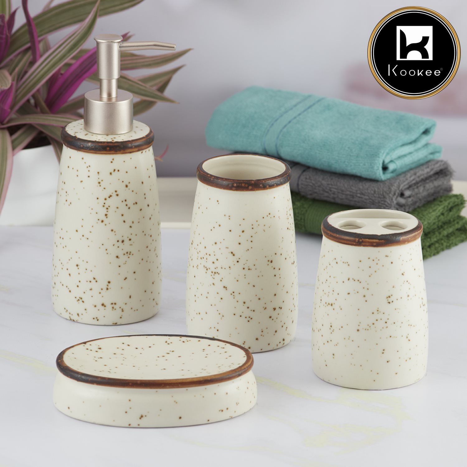Kookee Ceramic Bathroom Sets, Beige, ART08163