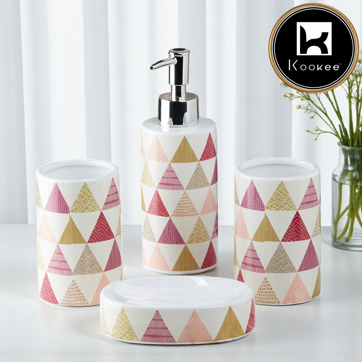 Kookee Ceramic Bathroom Sets, Multi, ART08165
