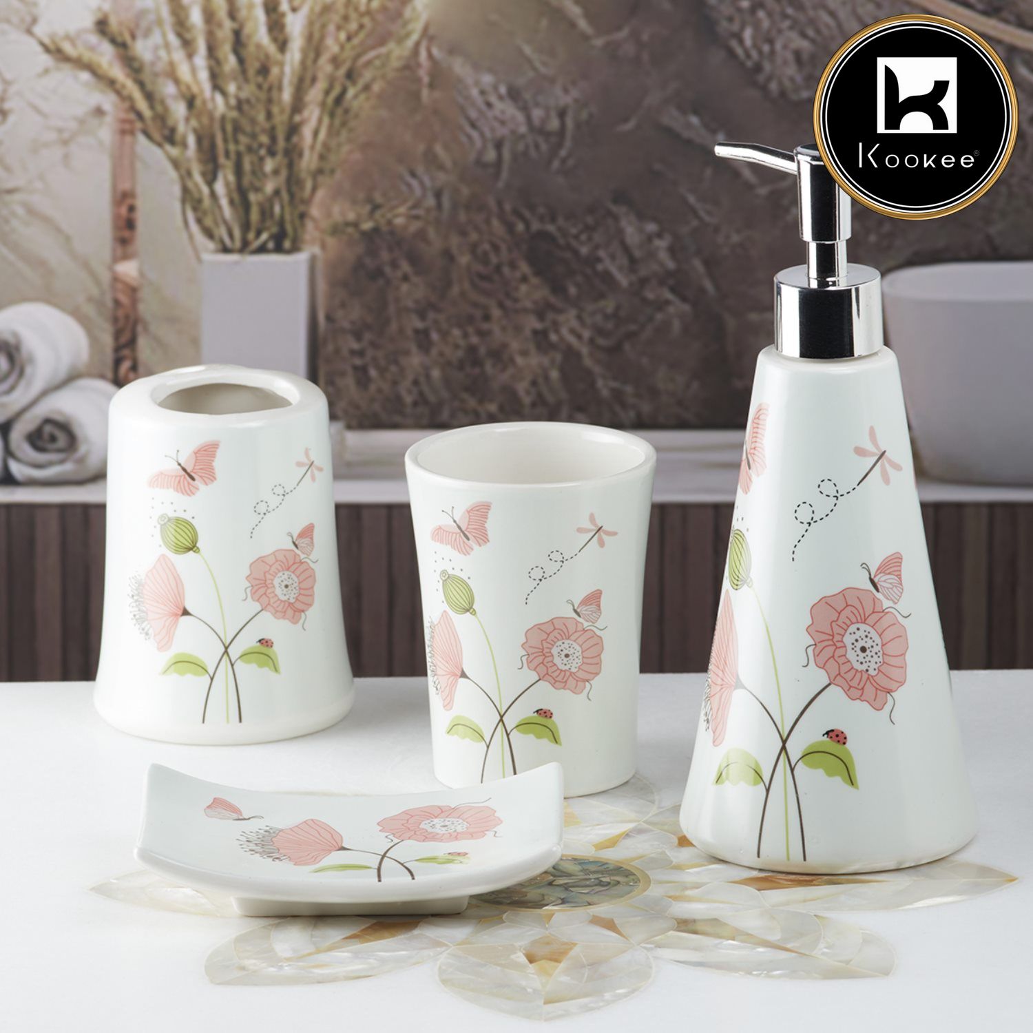 Kookee Ceramic Bathroom Sets, Multi, ART08170