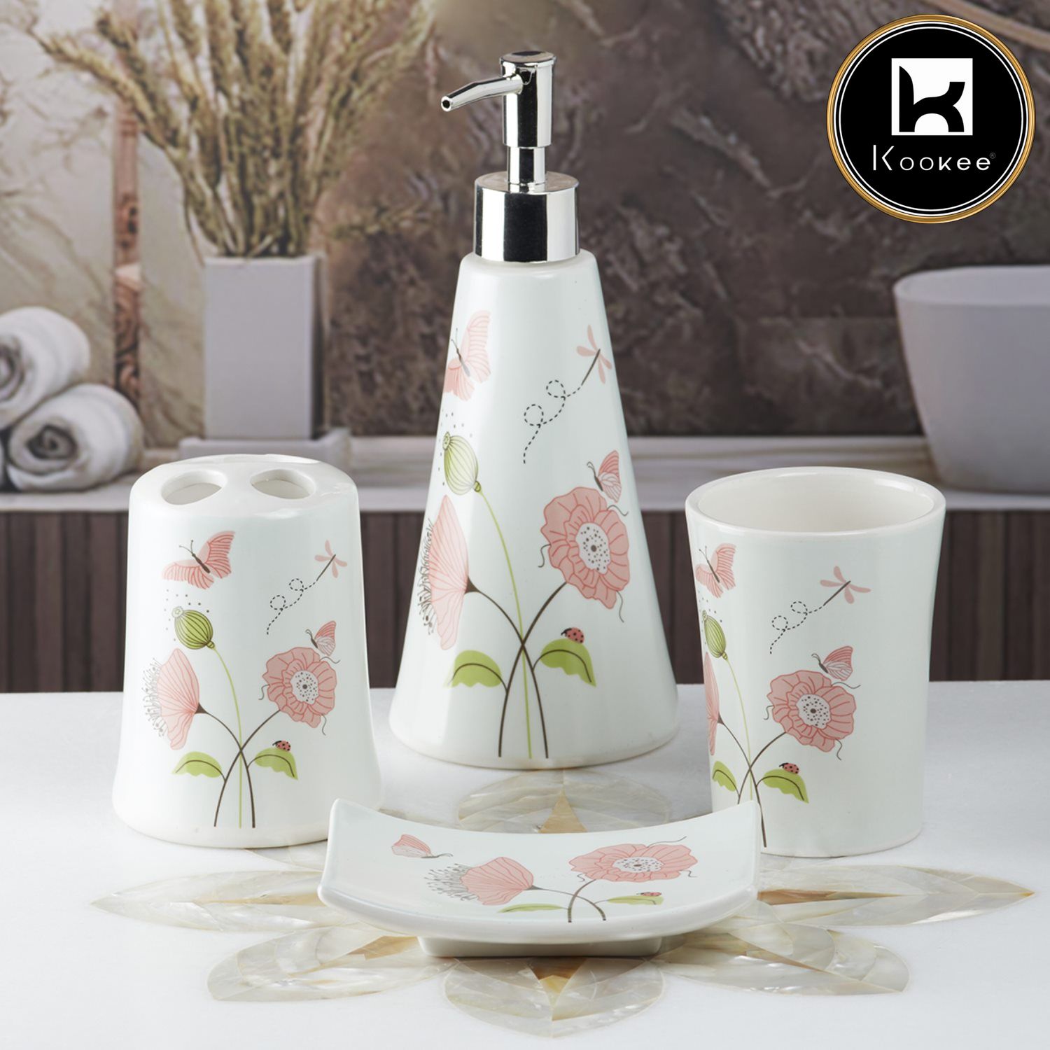 Kookee Ceramic Bathroom Sets, Multi, ART08170