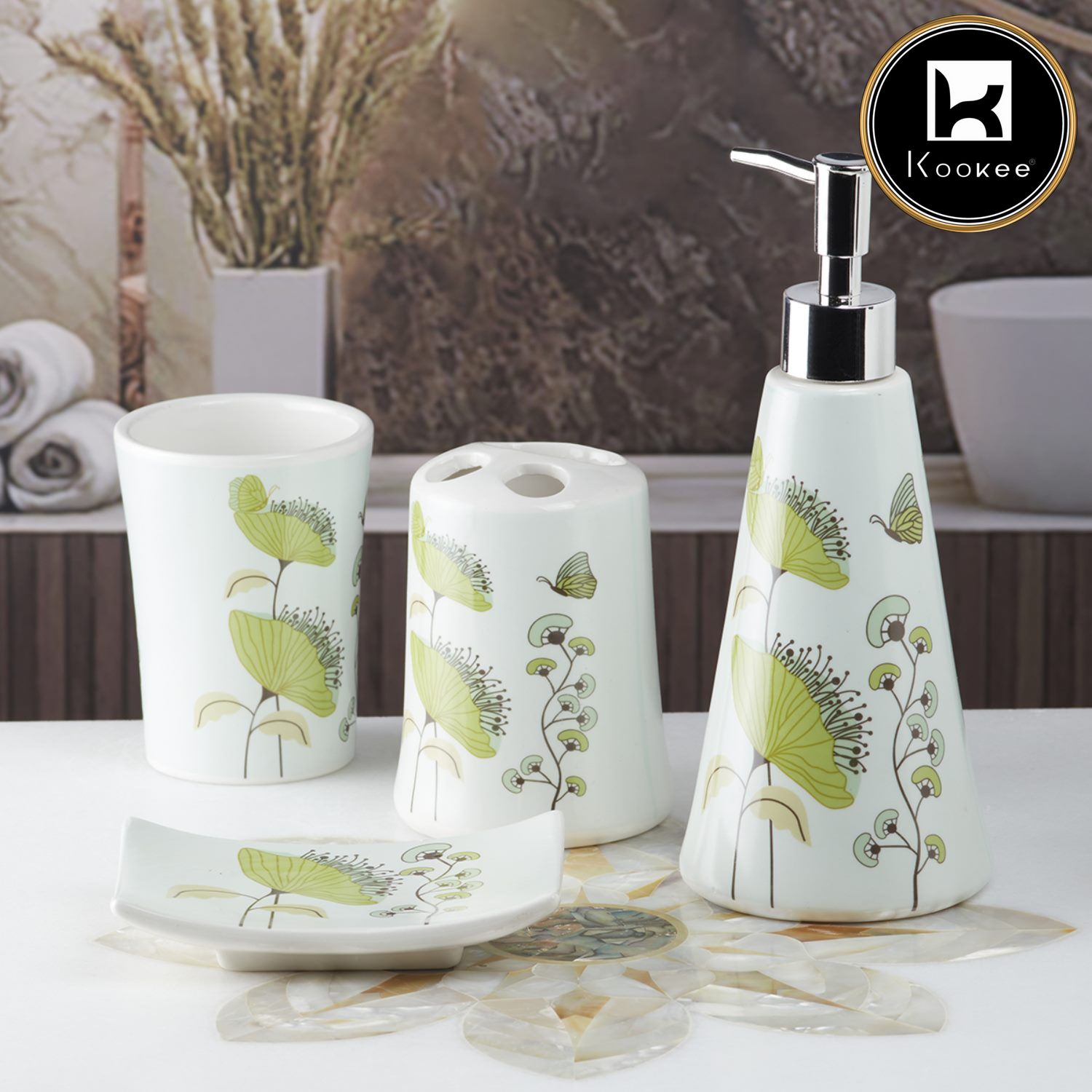 Kookee Ceramic Bathroom Sets, Multi, ART08171