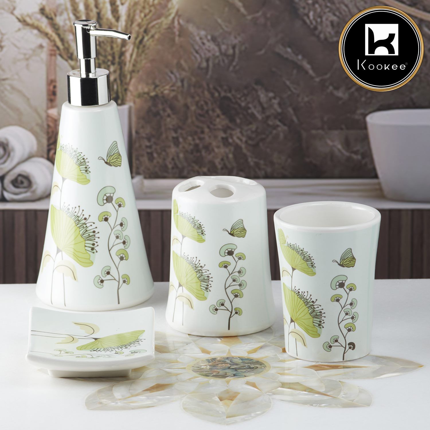Kookee Ceramic Bathroom Sets, Multi, ART08171