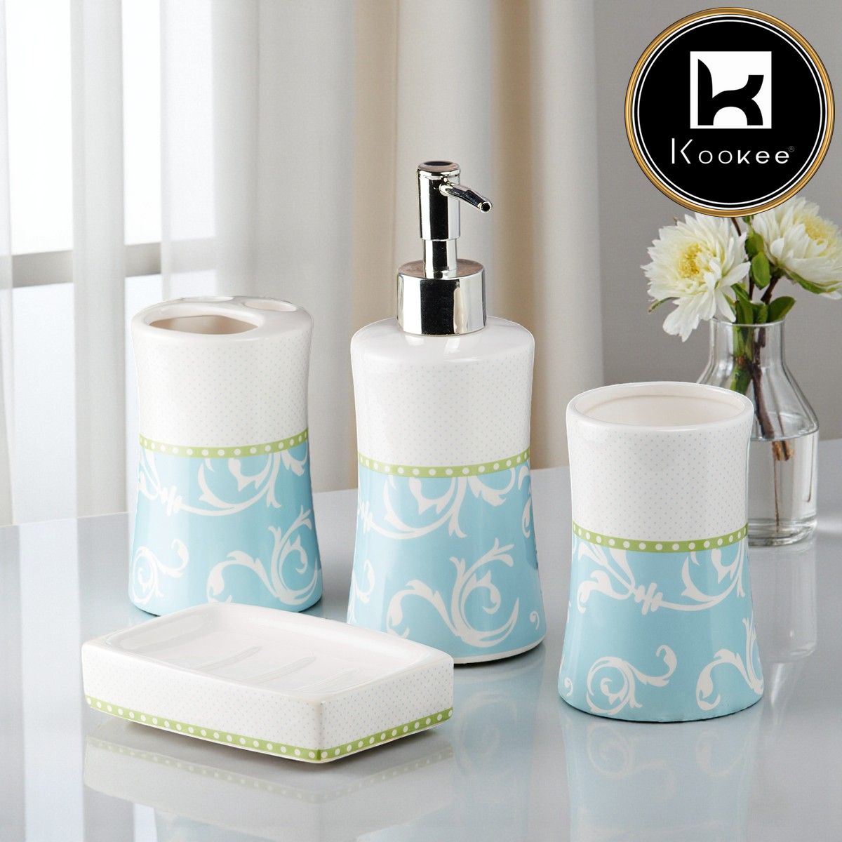 Kookee Ceramic Bathroom Sets, Multi, ART08174