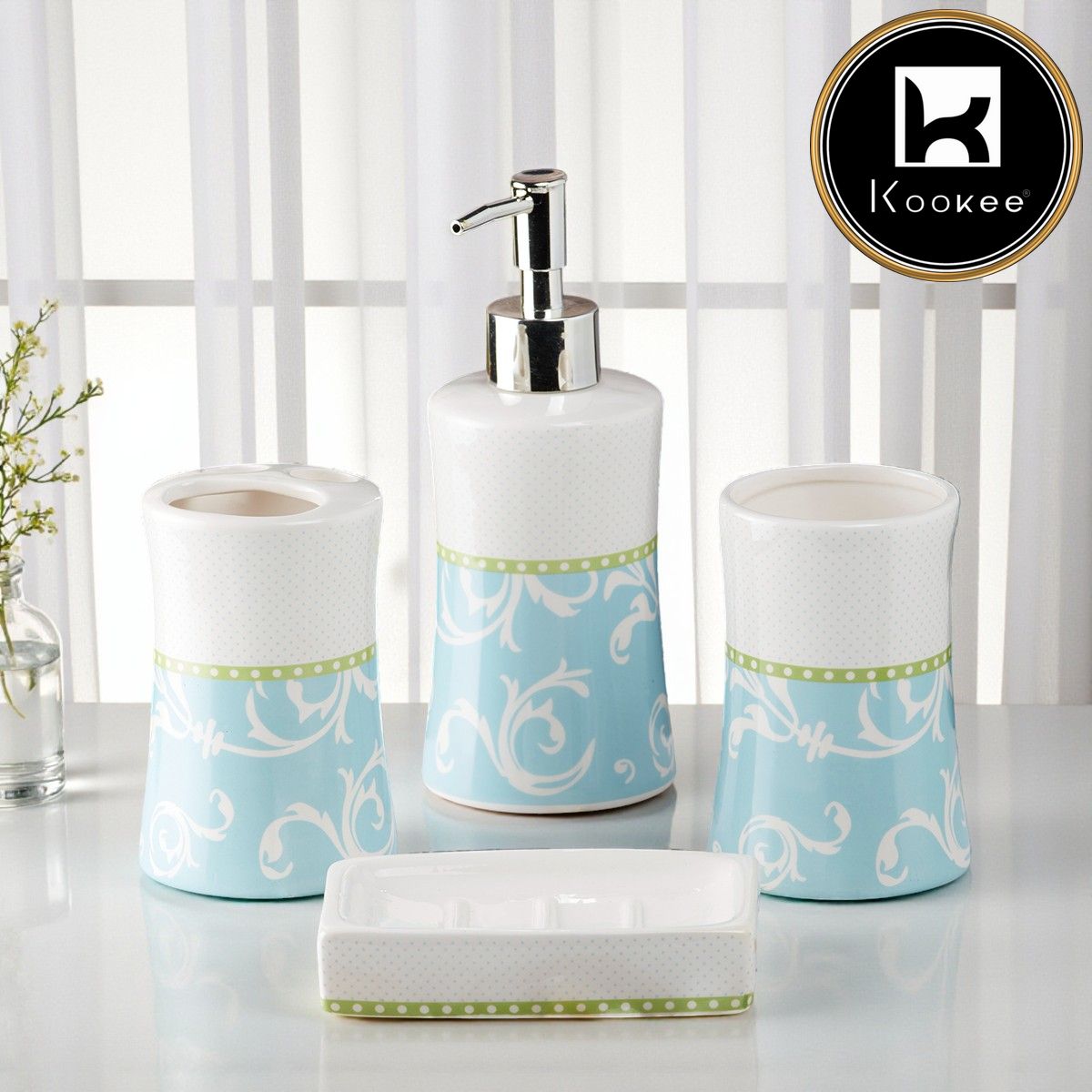 Kookee Ceramic Bathroom Sets, Multi, ART08174
