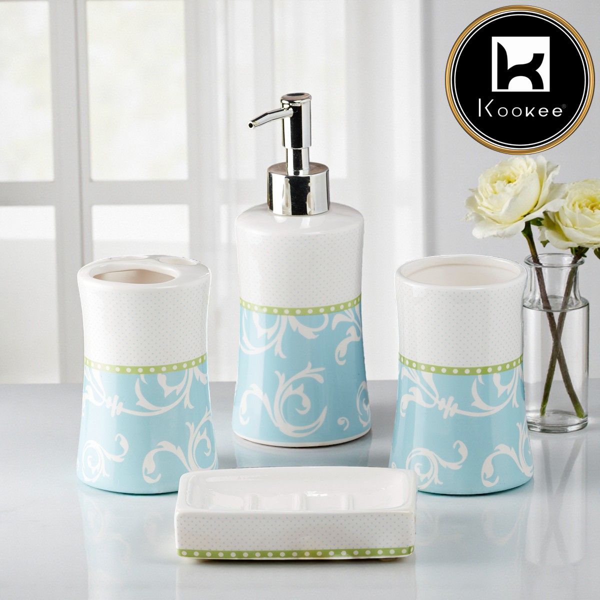 Kookee Ceramic Bathroom Sets, Multi, ART08174