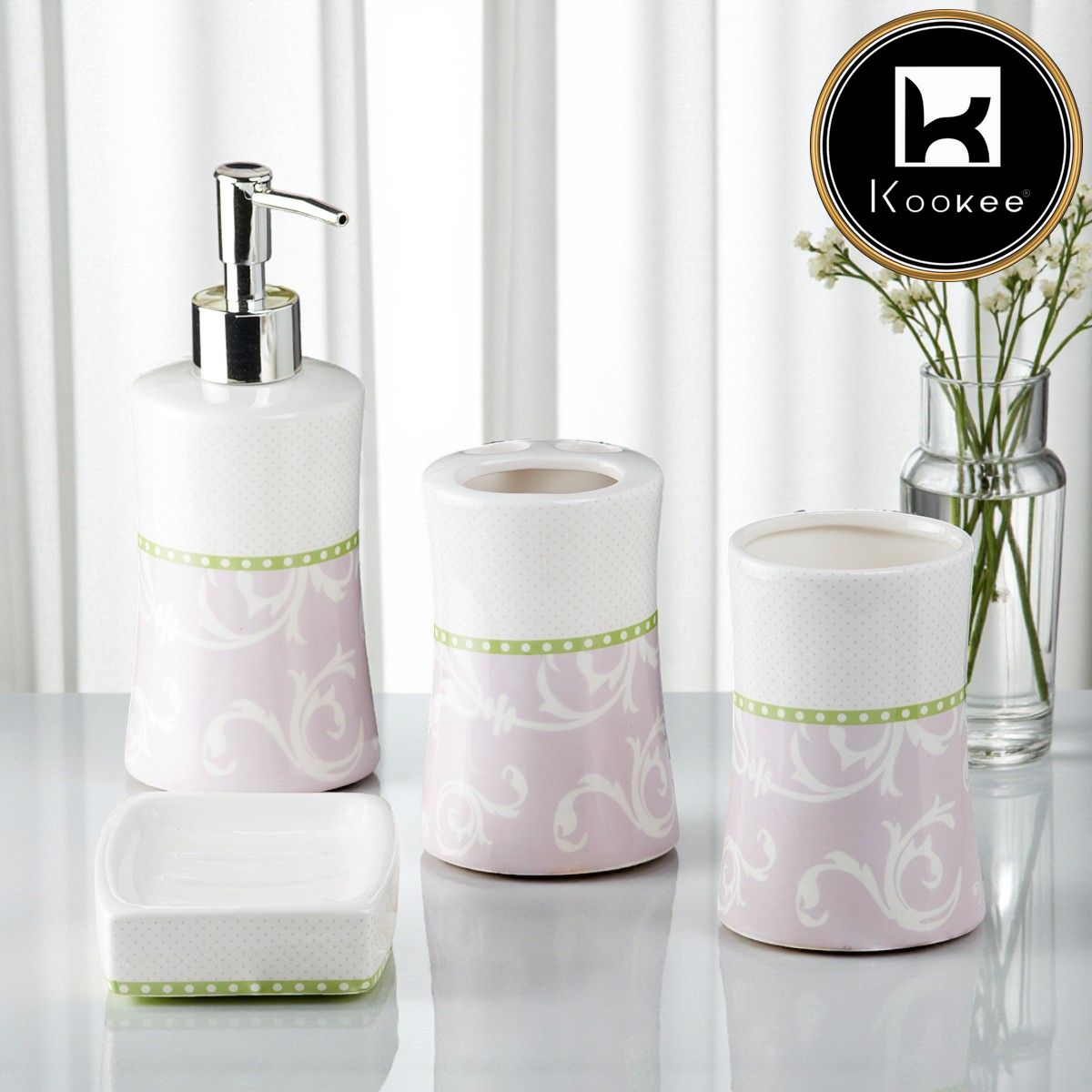 Kookee Ceramic Bathroom Sets, Multi, ART08175