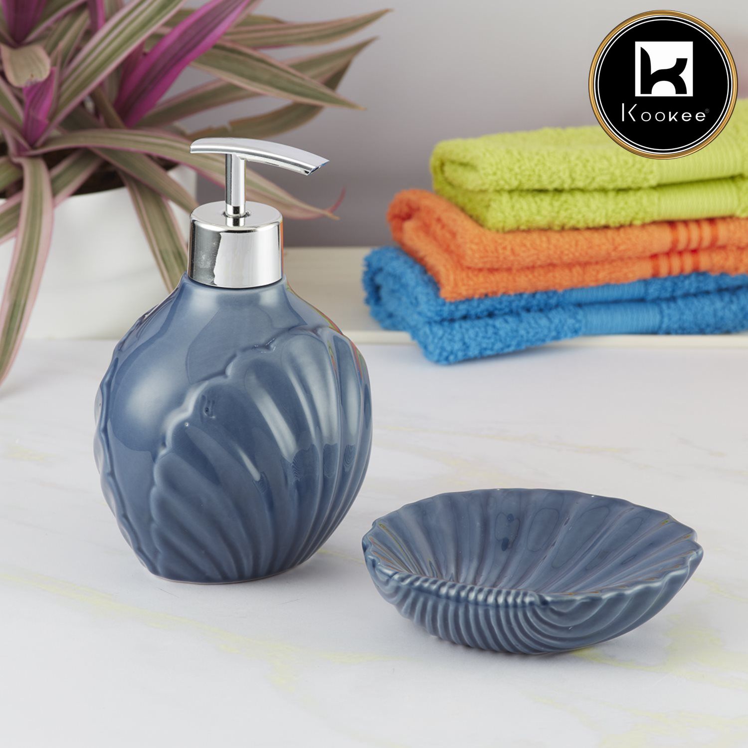 Kookee Ceramic Bathroom Sets, Blue, ART08182