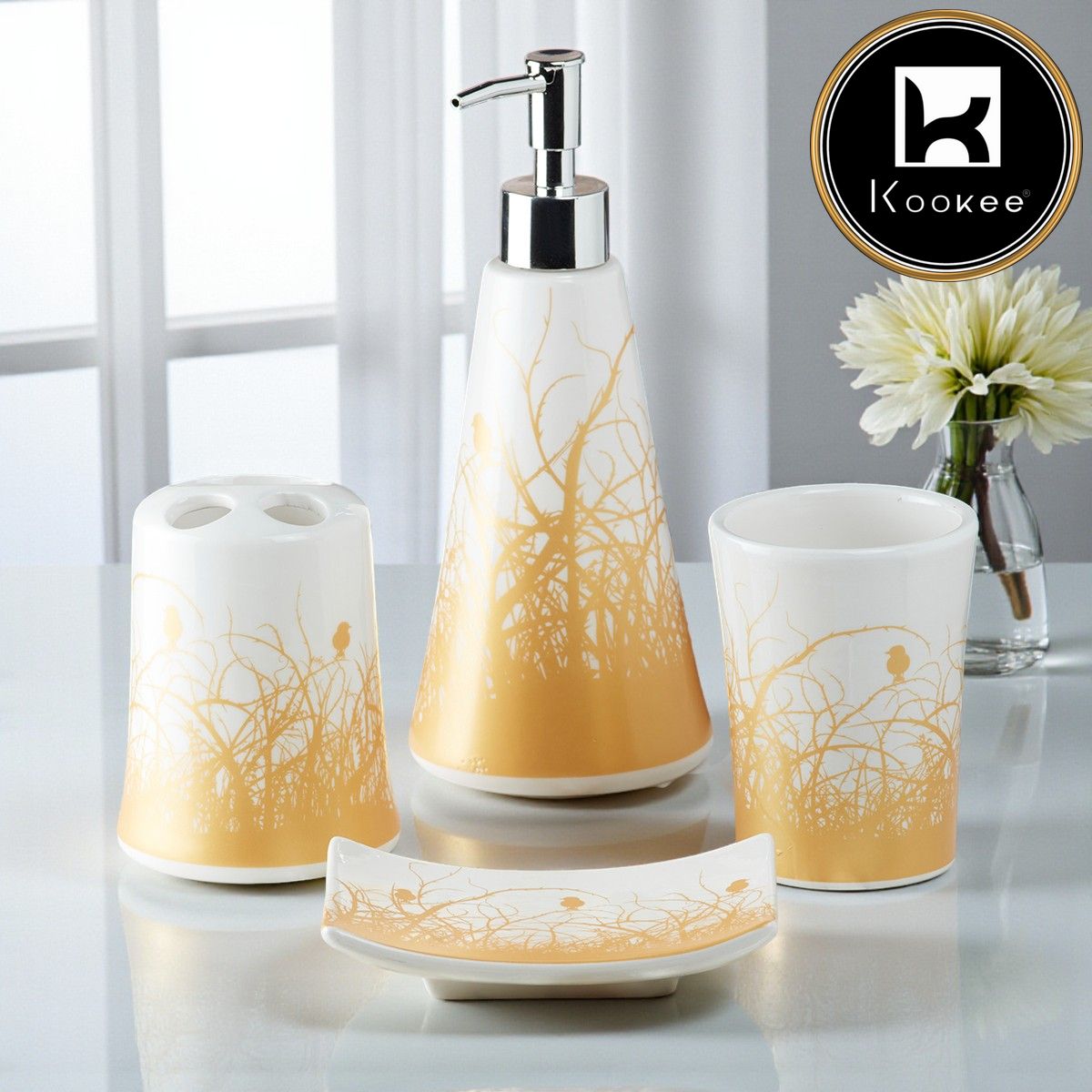 Kookee Ceramic Bathroom Sets, Multi, ART08188