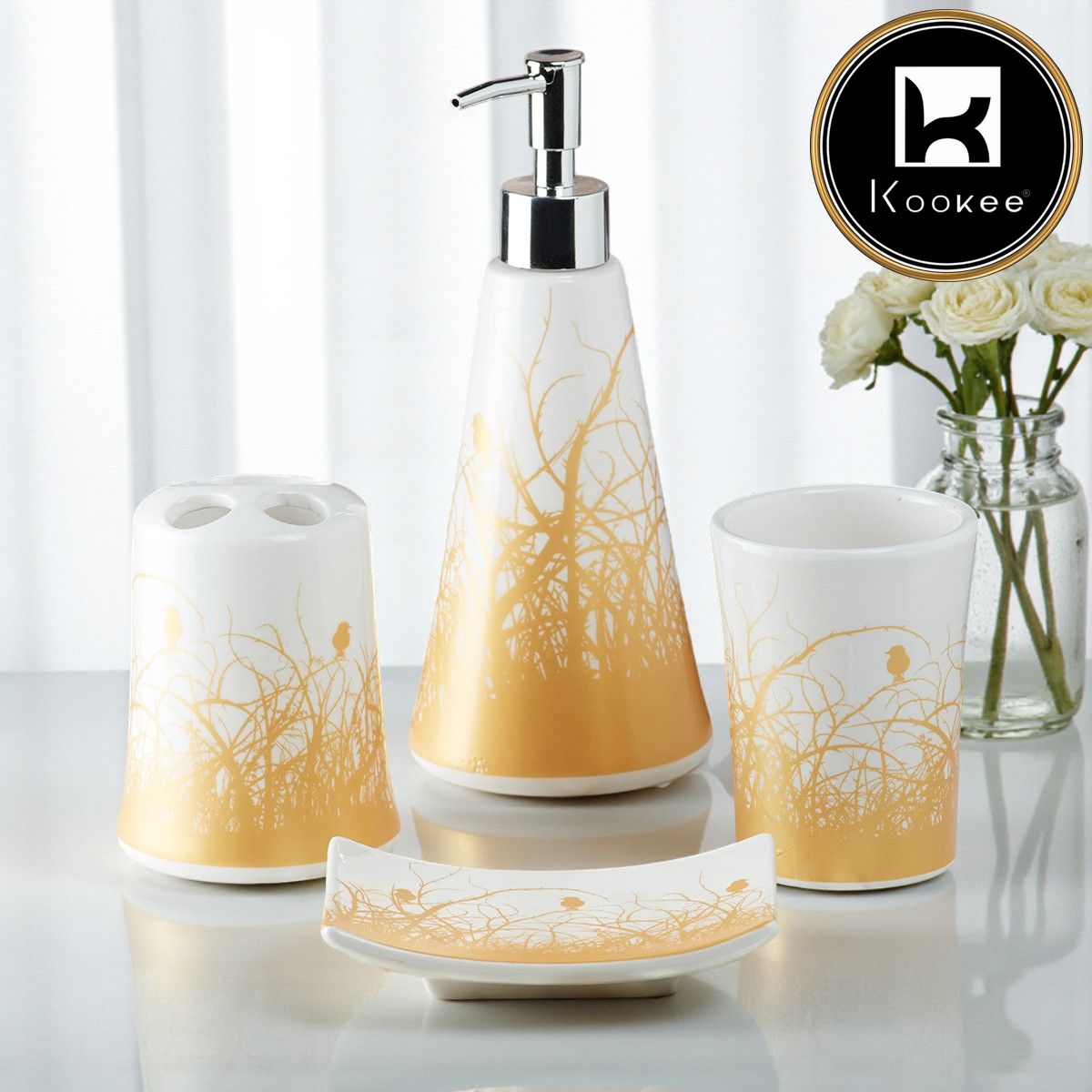 Kookee Ceramic Bathroom Sets, Multi, ART08188