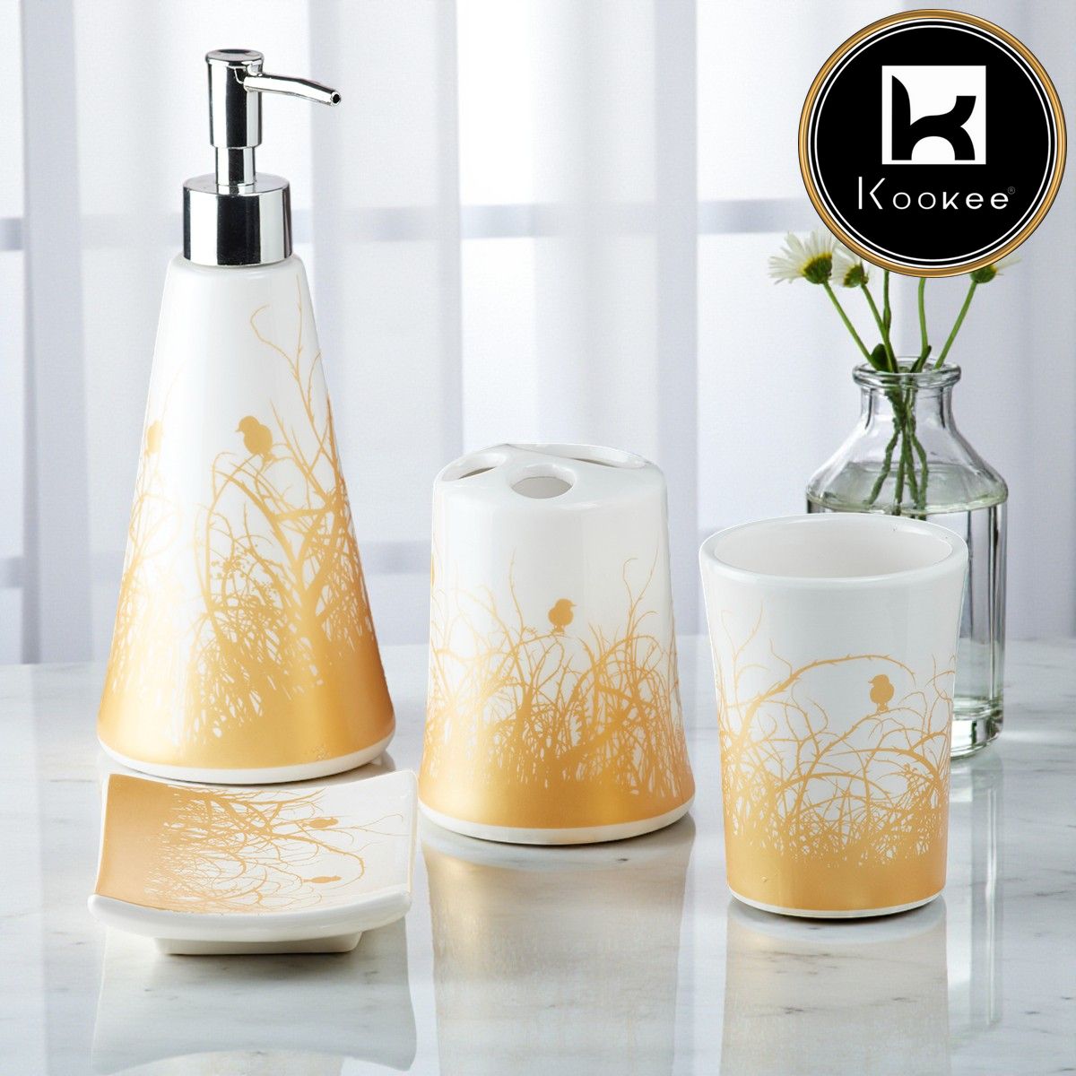 Kookee Ceramic Bathroom Sets, Multi, ART08188