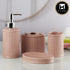 Kookee Ceramic Bathroom Accessories Set of 4, Modern Bath Set with Liquid handwash Soap Dispenser and Toothbrush holder, Luxury Gift Accessory for Home, Pink