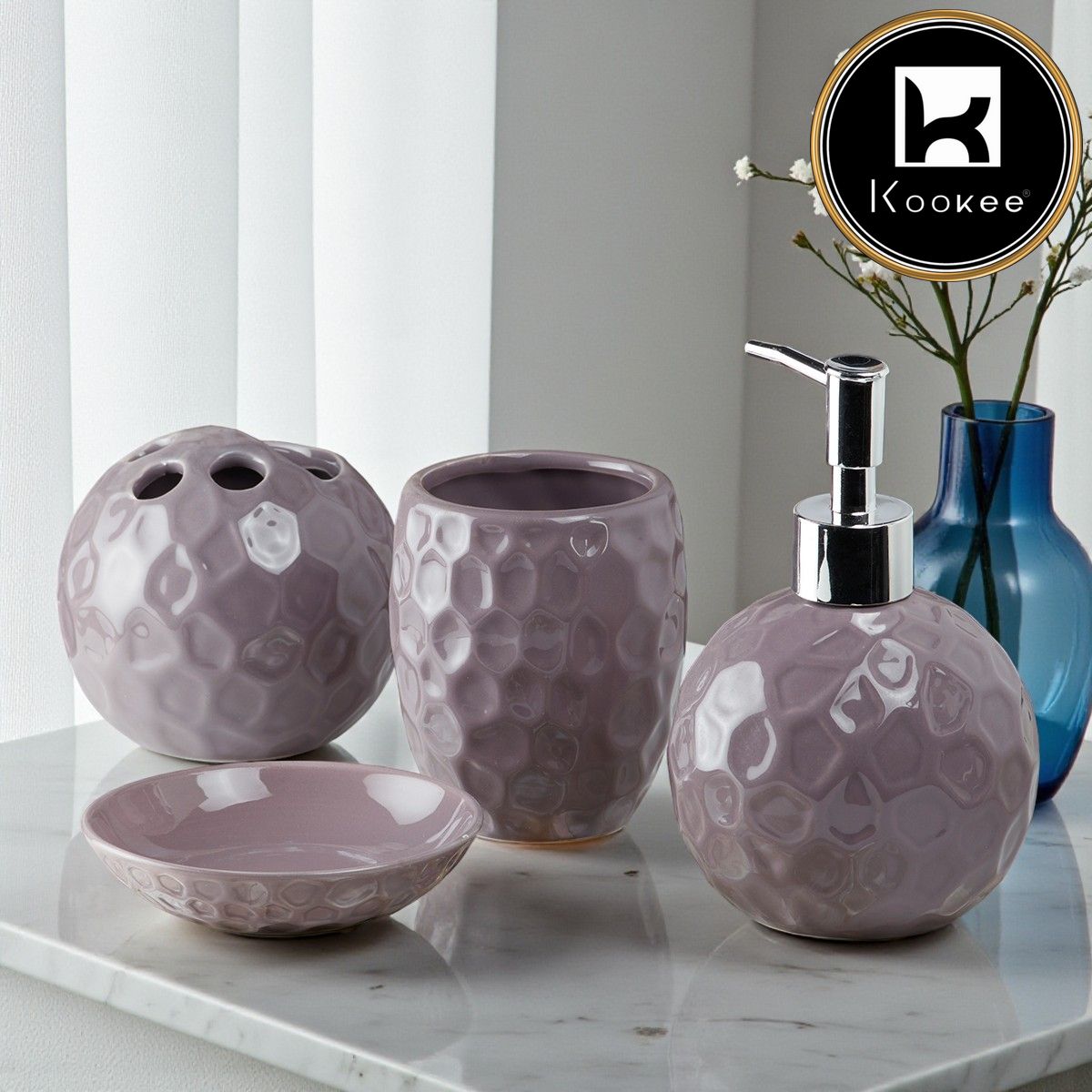 Kookee Ceramic Bathroom Sets, Purple, ART08204