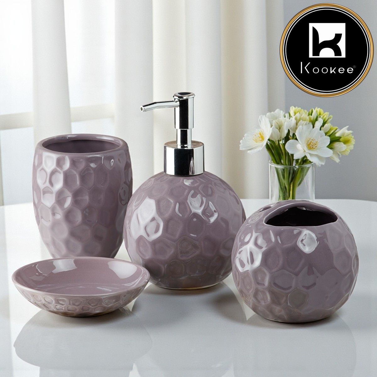 Kookee Ceramic Bathroom Sets, Purple, ART08204