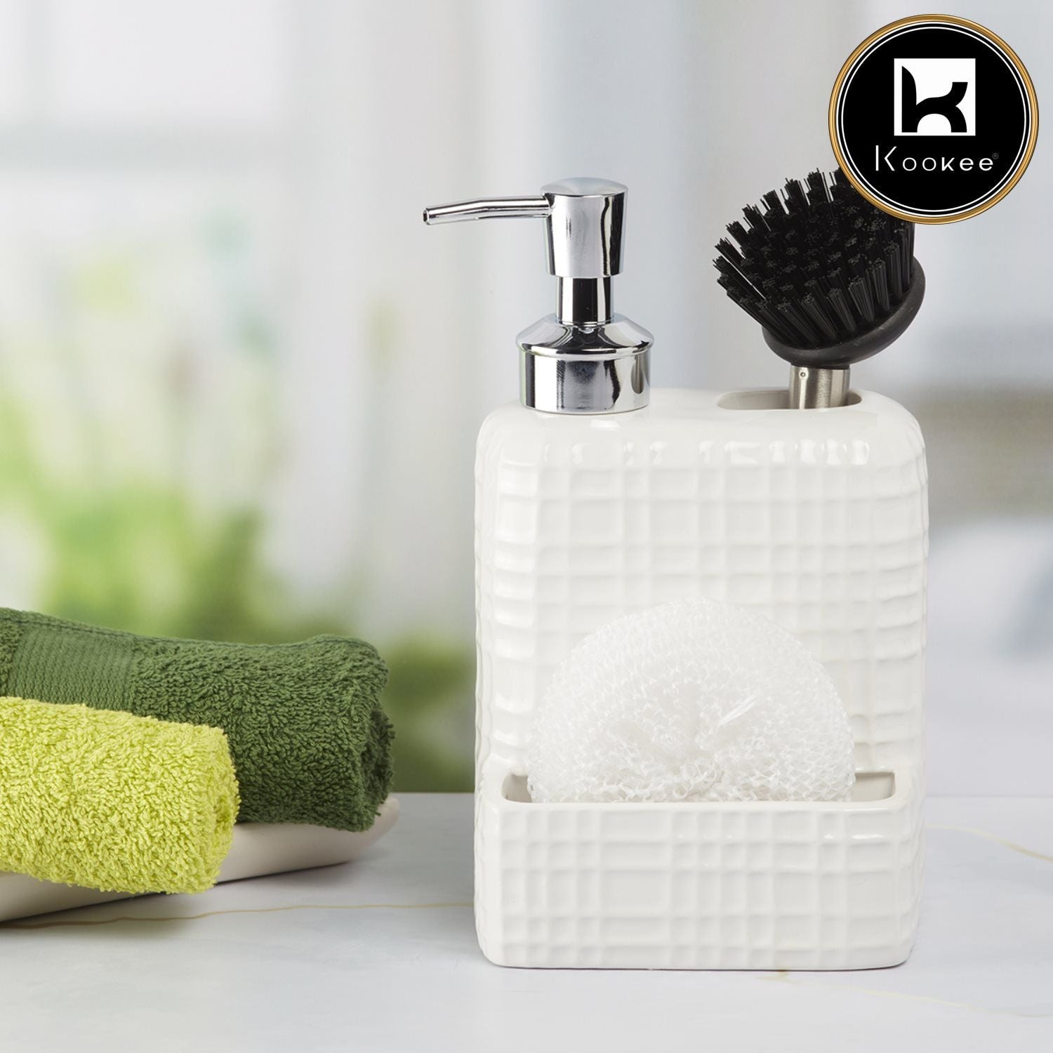 Ceramic Soap Dispenser for handwash for Bathroom, Grey, (Set of 1) (8212)