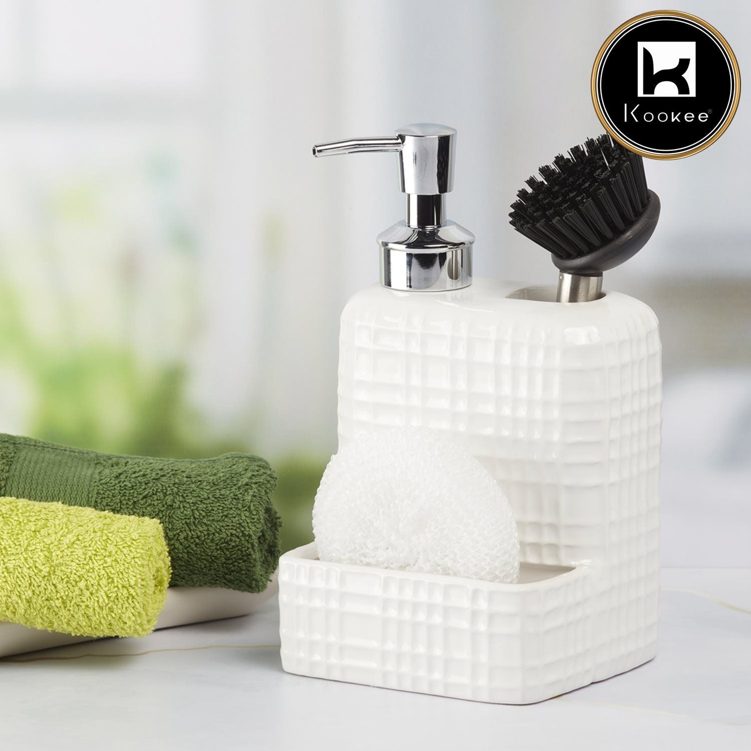 Ceramic Soap Dispenser for handwash for Bathroom, Dark Grey (Set of 1) (8209)