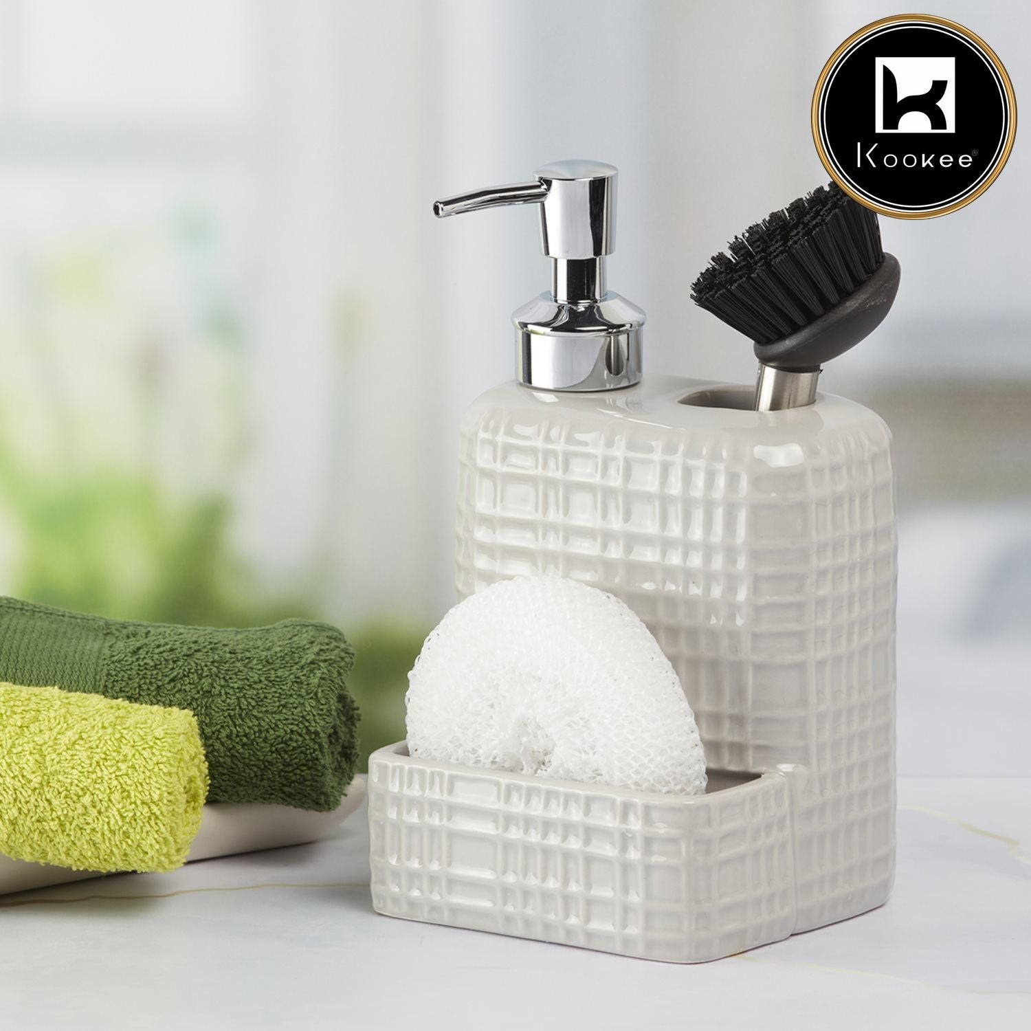 Ceramic Soap Dispenser for handwash for Bathroom, Dark Grey (Set of 2) (10971)