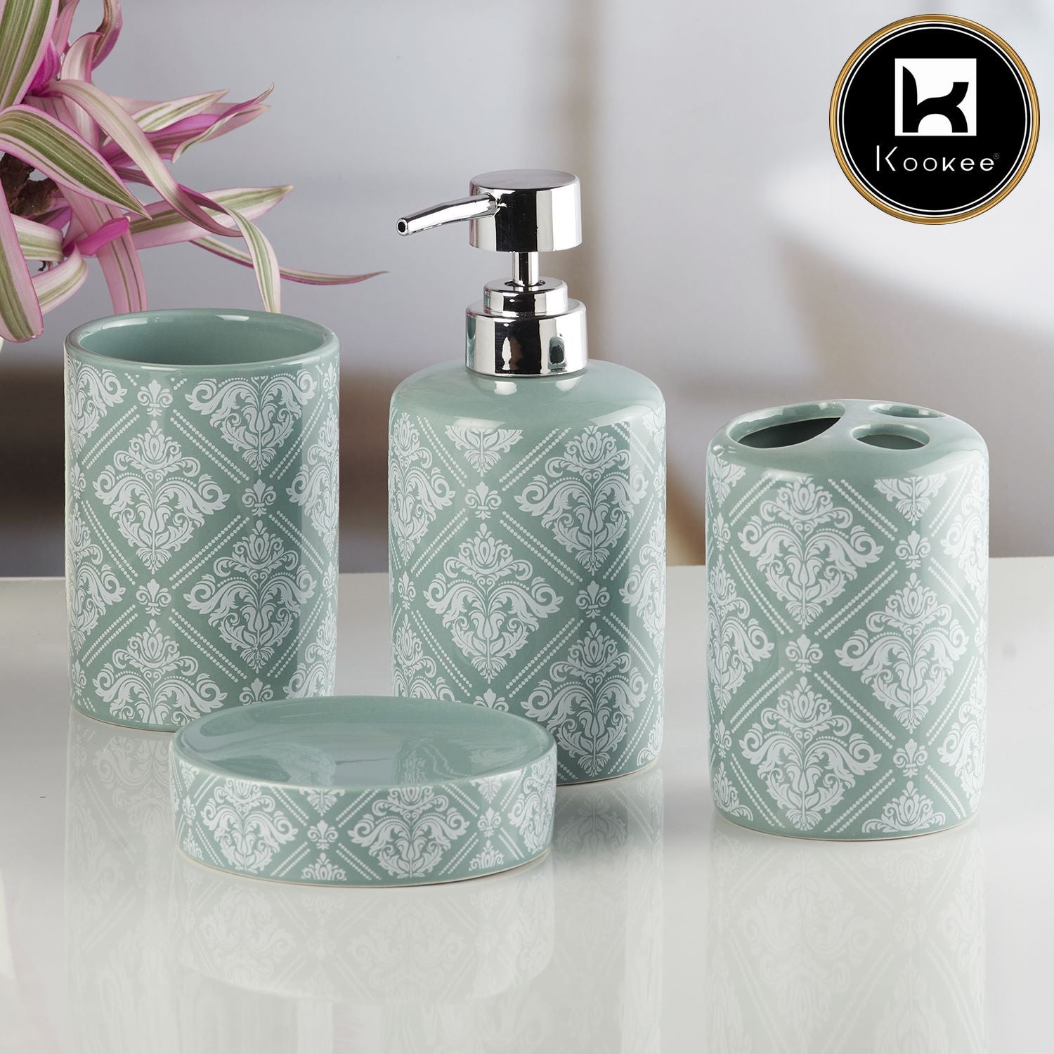 Kookee Ceramic Bathroom Sets, Green, ART08218