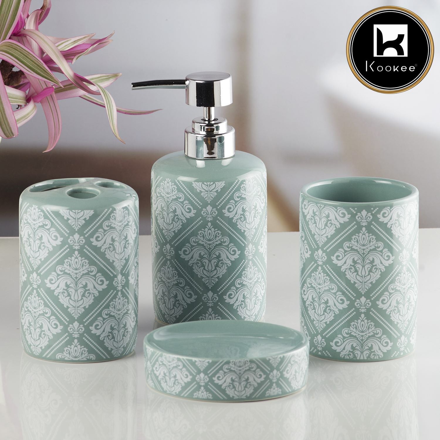Kookee Ceramic Bathroom Sets, Green, ART08218