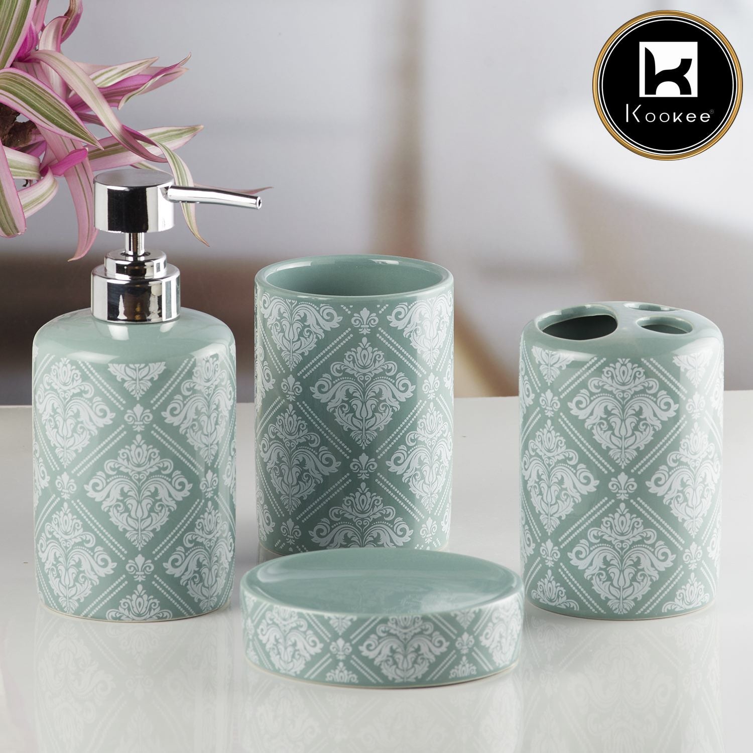 Kookee Ceramic Bathroom Sets, Green, ART08218