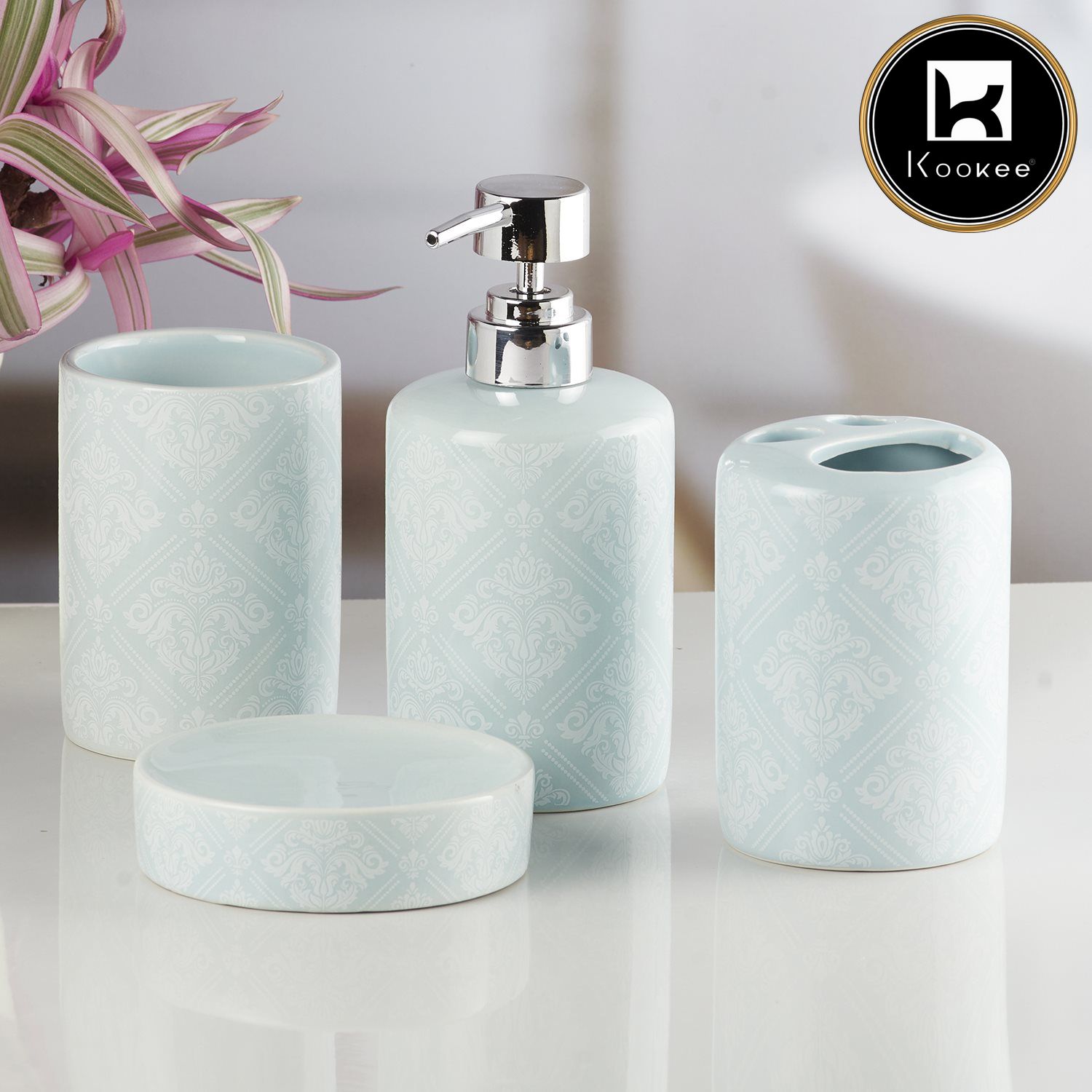 Kookee Ceramic Bathroom Sets, Blue, ART08219