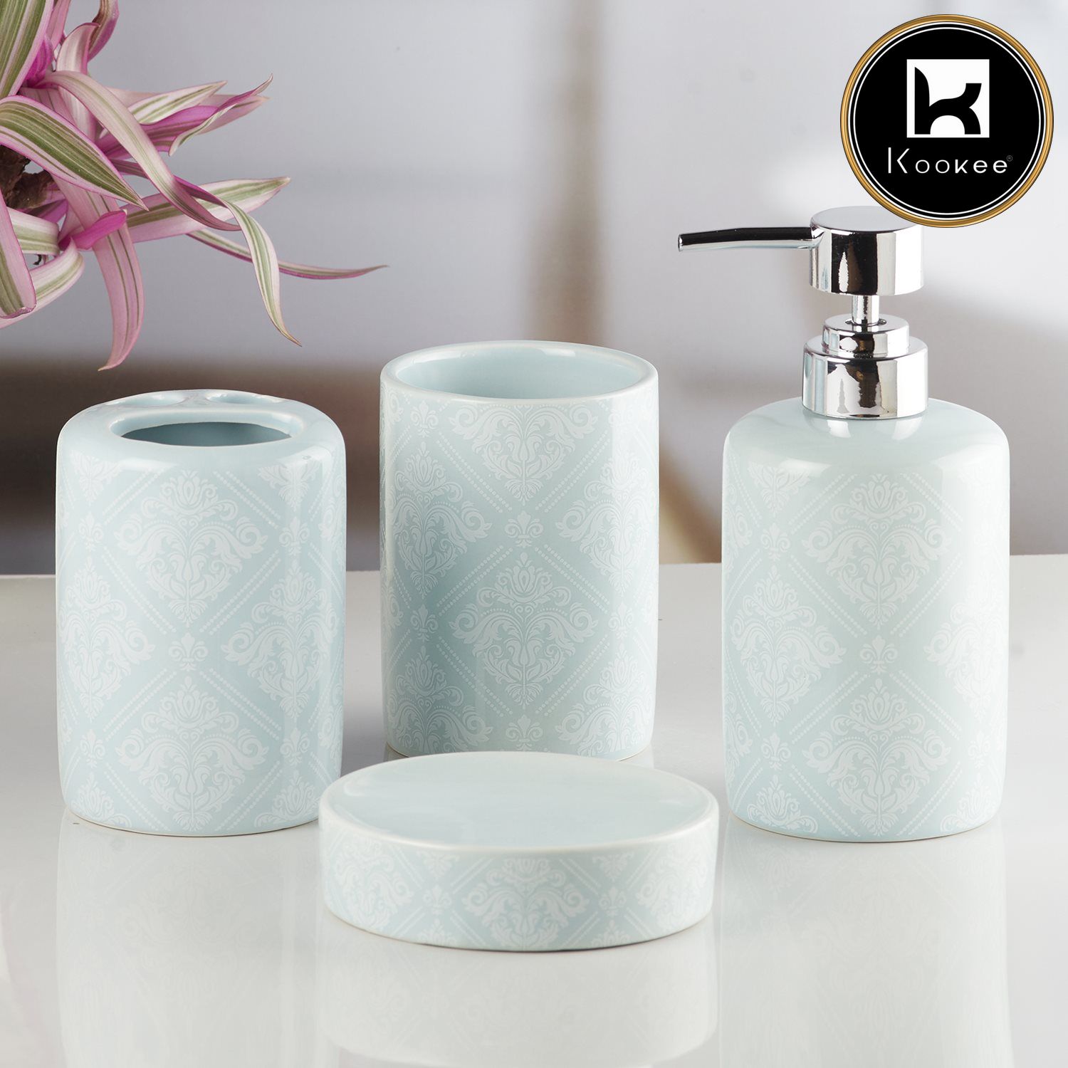 Kookee Ceramic Bathroom Sets, Blue, ART08219